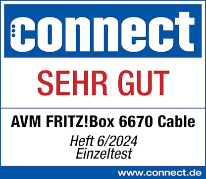 FRITZ!Box 6670 Cable Router, DOCSIS 3.1, Wi-Fi 7, Zigbee, 2.5Gb LAN