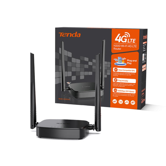 Tenda 4G03 Pro LTE-Router – Nano-SIM, N300 WLAN, 2 Antennen, Schwarz
