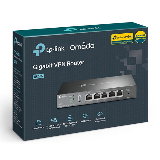 TP-Link ER605 VPN-Router – 5-Port Dual-WAN, Omada SDN, Firewall, Schwarz