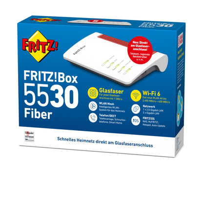 FRITZ!Box 5530 Fiber – Wi-Fi 6 Router, 3 Gbit/s, 2,5-Gigabit-LAN