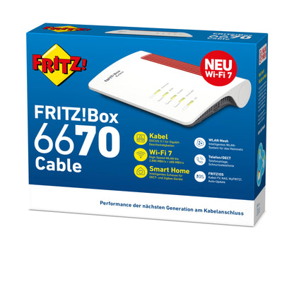 FRITZ!Box 6670 Cable Router, DOCSIS 3.1, Wi-Fi 7, Zigbee, 2.5Gb LAN