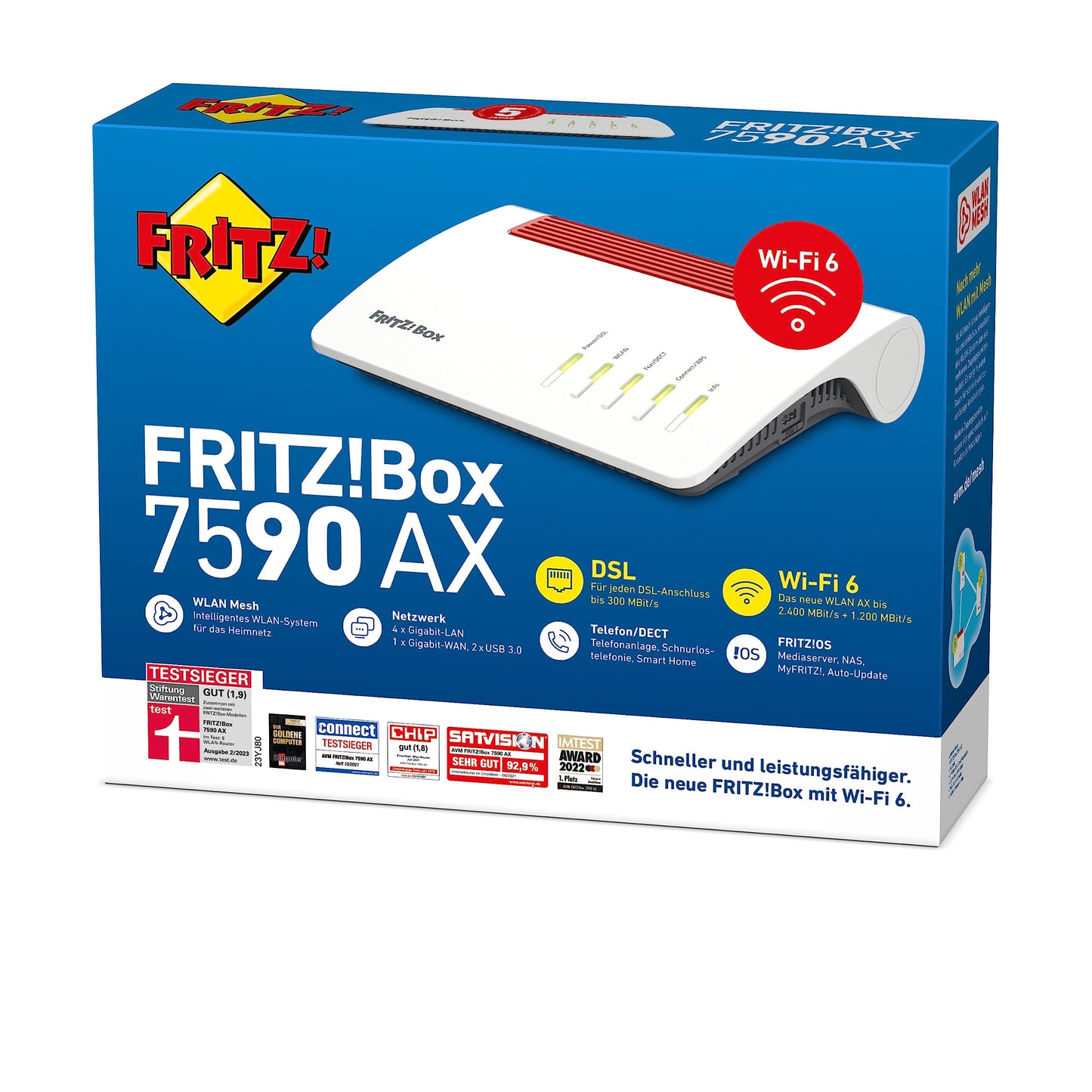 FRITZ!Box 7590 AX – Wi-Fi 6 DSL-Router, VDSL Supervectoring, Mesh, DECT